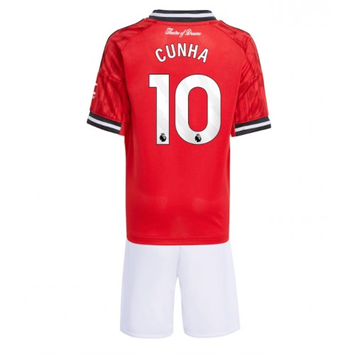 Dres Manchester United Matheus Cunha #10 Domaci za djecu 2025-26 Kratak Rukav (+ kratke hlače)